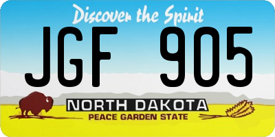 ND license plate JGF905