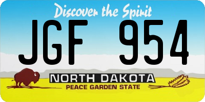 ND license plate JGF954