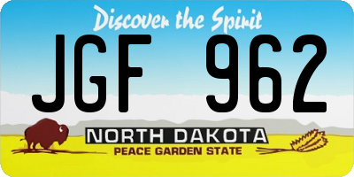 ND license plate JGF962