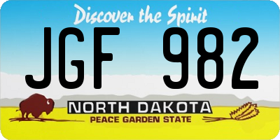 ND license plate JGF982