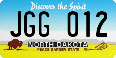 ND license plate JGG012