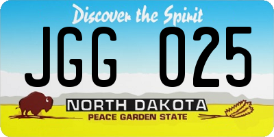 ND license plate JGG025