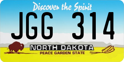 ND license plate JGG314