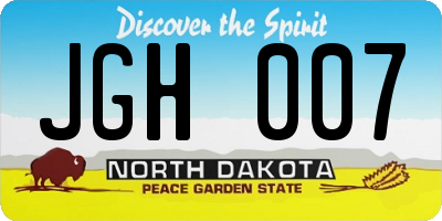 ND license plate JGH007