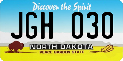 ND license plate JGH030