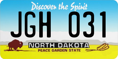ND license plate JGH031