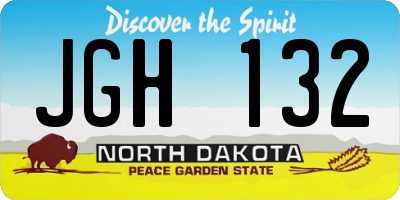 ND license plate JGH132