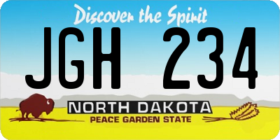 ND license plate JGH234