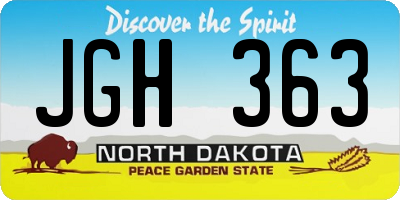 ND license plate JGH363