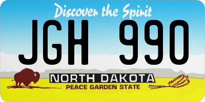 ND license plate JGH990