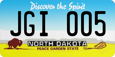 ND license plate JGI005