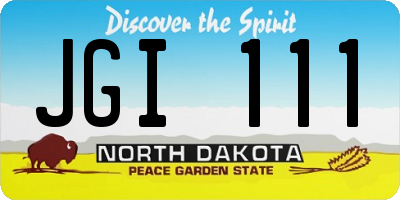 ND license plate JGI111
