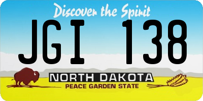 ND license plate JGI138