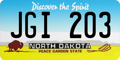 ND license plate JGI203