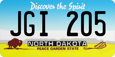 ND license plate JGI205