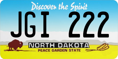 ND license plate JGI222