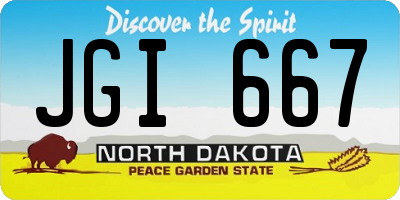 ND license plate JGI667