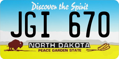 ND license plate JGI670