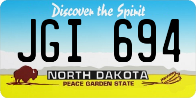 ND license plate JGI694