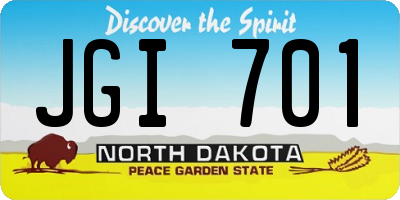 ND license plate JGI701