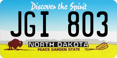 ND license plate JGI803