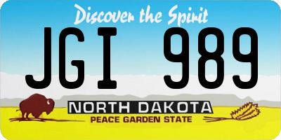 ND license plate JGI989
