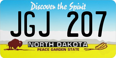 ND license plate JGJ207
