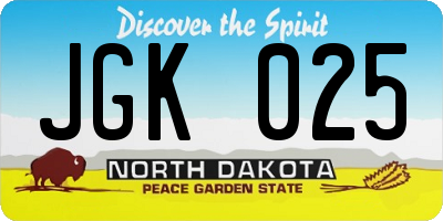ND license plate JGK025