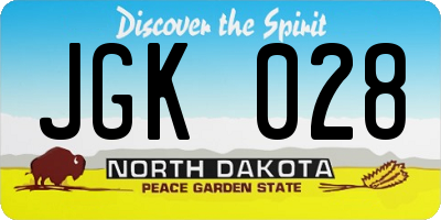 ND license plate JGK028