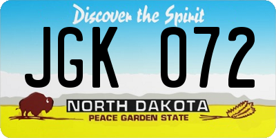 ND license plate JGK072
