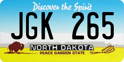 ND license plate JGK265
