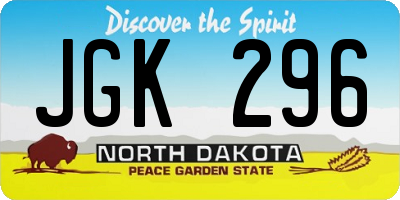 ND license plate JGK296