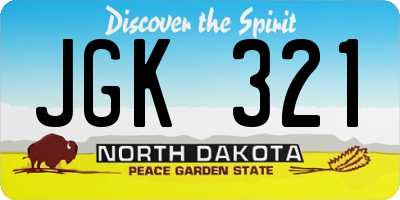 ND license plate JGK321