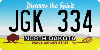 ND license plate JGK334