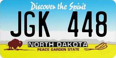 ND license plate JGK448