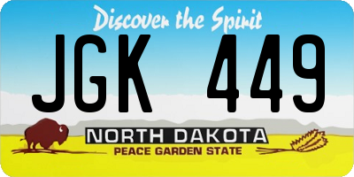 ND license plate JGK449
