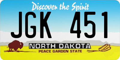 ND license plate JGK451