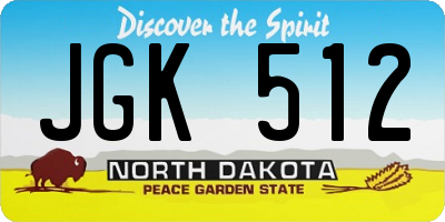 ND license plate JGK512