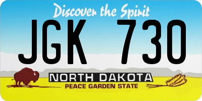 ND license plate JGK730