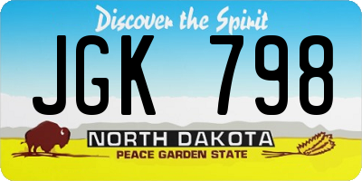 ND license plate JGK798