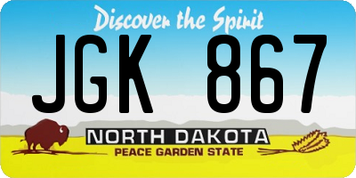 ND license plate JGK867