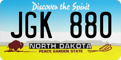 ND license plate JGK880