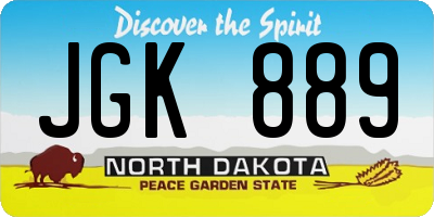 ND license plate JGK889