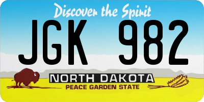 ND license plate JGK982