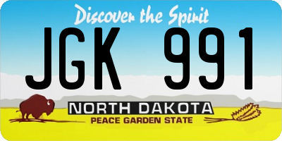 ND license plate JGK991