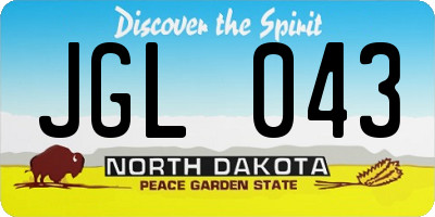 ND license plate JGL043