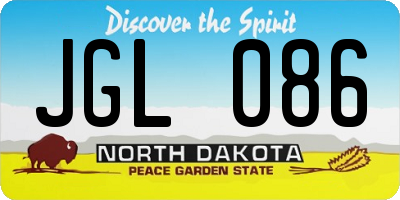 ND license plate JGL086