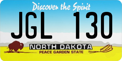 ND license plate JGL130