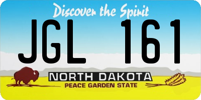 ND license plate JGL161
