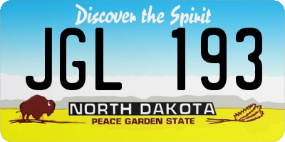 ND license plate JGL193
